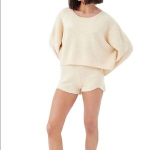 Nordstrom 4th & Reckless Kairo Bell Sleeve Bouclé Granola Girl Sweater Tan S
